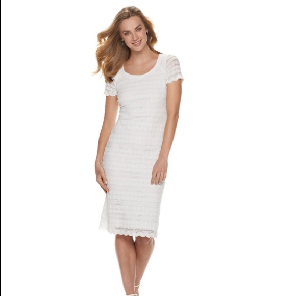 short sleeve lace midi dress